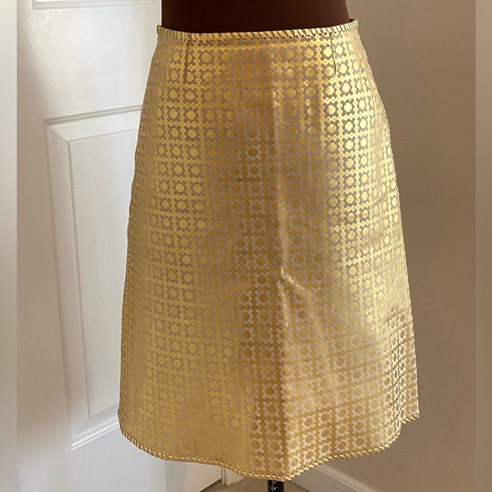 Vintage Celine Leather Skirt Size 4 EU 36 Gold